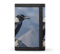FekiLoot Black Crow Birds Trifold Wallet Slim Credit Card Holder Stylish Trifold Billfold Minimalist Front Pocket Friendly Purses