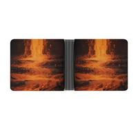 FekiLoot Black Flame Leather Wallet Double-Sided Different Images Bifold Wallet Ultra Strong Stitching Slim Wallets