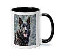 FekiLoot Black German Shepherd Dog Coffee Mug 12oz Ceramic Coffee Cup with Handle Novelty Color Mugs Tea Cup for Home, Office & Cafe Use, Microwave & Dishwasher Safe