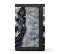 FekiLoot Black German Shepherd Dog Men's Wallet Extra Capacity Trifold Wallet Thin & Stylish Trifold Card Holder with ID Window