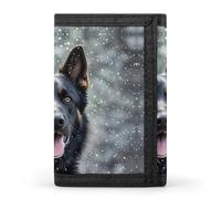 FekiLoot Black German Shepherd Dog Trifold Wallet Slim Credit Card Holder Stylish Trifold Billfold Minimalist Front Pocket Friendly Purses