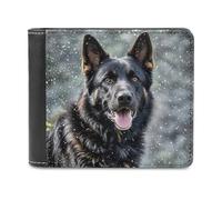 FekiLoot Black German Shepherd Dog Wallet Large Capacity Slim Bifold Wallet with Multiple Card Slots PU Leather Men Purse