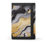 FekiLoot Black Golden Marble Ink Wallets Exquisite Trifold Wallet Front Pocket Wallet with Zipper Keychain Coin Purse Credit Card Holder for Adult