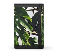 FekiLoot Black Green Leaves Wallet Slim Trifold Wallets with Multiple Card Slots Credit Card Holder Pocket Coin Purse
