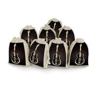 FekiLoot Black Guitar Bunches Pocket Cotton And Hemp with Drawstring, 8 Pieces Reusable Sachet Gift Bags Pouch, Portable Jewelry Pouch, Wedding DIY Craft Party