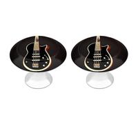 FekiLoot Black Guitar Cabinet Knobs for Kitchen Ornament, Round Zinc Decorative Drawer Pulls for Cabinets Trendy, Dresser Drawers Pulls Bathroom Dresser Knob with Screw
