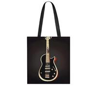 FekiLoot Black Guitar Shopping Bag Foldable, Multipurpose Shoulder Bag, Reusable Grocery Bag Holder with Long Shoulder Strap, Waterproof Tote Bags for Work, Beach, Travel