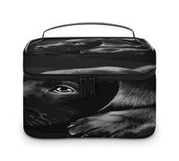 FekiLoot Black Labrador Puppy Makeup Bag Large Capacity Travel Cosmetic Bag Lightweight Hand-held Toiletry Bags Portable Cosmetic Pouch Cute Make Up Pouch for Women
