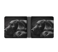 FekiLoot Black Labrador Puppy Wallet Slim Leather Bifold Wallet Extra Capacity Wallets with Multiple Card Slots Men Billfold
