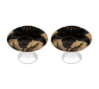 FekiLoot Black Lily Gothic Cabinet Knobs Kitchen Cabinet Handles Round Closet Handles Stainless Steel Drawer Pulls for Closet Dresser Wardrobe Cupboard Furniture 2 Pack