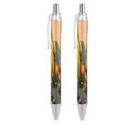 FekiLoot Black-naped Oriole on Loquat Ballpoint Pens Retractable Ball Point Pens Smooth-Flowing Black Ink 0.5mm Writing Pen Black Ink Pen for Men Women 2 PCS