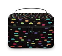 FekiLoot Black Polka Dot Background Makeup Bag Large Capacity Travel Cosmetic Bag Lightweight Hand-held Toiletry Bags Portable Cosmetic Pouch Cute Make Up Pouch for Women