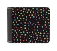FekiLoot Black Polka Dot Background Wallet Large Capacity Slim Bifold Wallet with Multiple Card Slots PU Leather Men Purse