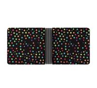 FekiLoot Black Polka Dot Background Wallet Slim Leather Bifold Wallet Extra Capacity Wallets with Multiple Card Slots Men Billfold