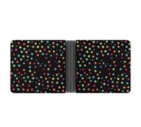 FekiLoot Black Polka Dot Background Wallet Slim PU Bifold Design Wallet with Multiple Card Slots Wallets Extra Capacity Pocket Wallets