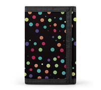 FekiLoot Black Polka Dot Background Wallet Slim Trifold Wallets with Multiple Card Slots Credit Card Holder Pocket Coin Purse