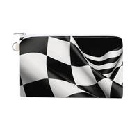 FekiLoot Black White Formula Checkered Flags Pattern Coin Purse,Travel Portable Keychain Wallet Canvas Coin Wallets Mini Zipper Tool Bag Lightweight Change Purse