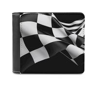 FekiLoot Black White Formula Checkered Flags Pattern Leather Wallet for Women&Men Billfold Purse Credit Card Holder Slim Bifold Wallet Front Pocket Wallets