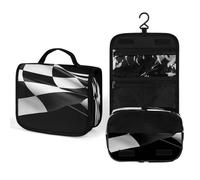 FekiLoot Black White Formula Checkered Flags Pattern Wash Bag Cute Hanging Toiletry Bag Large Capacity Medicine Bags Portable Organized Pockets for Makeup Organizer for Travel Essentials