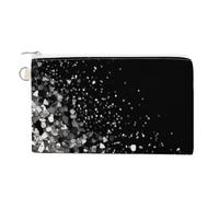 FekiLoot Black White Glitter Coin Purse,Travel Portable Keychain Wallet Canvas Coin Wallets Mini Zipper Tool Bag Lightweight Change Purse
