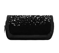 FekiLoot Black White Glitter Pencil Case Office Pencil Box Large Capacity Pencil Box Pouch Holder Double Zipper Pencil Case Use to Organize Desktop And Plan Space Home Office