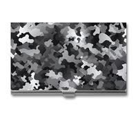 FekiLoot Black White Gray Camouflage Aluminium Alloy Business Cards Holder,Durable Pocket Business Case,Portable Slim Card Case Credit Wallet for Man Or Woman
