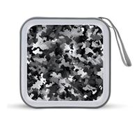 FekiLoot Black White Gray Camouflage CD Case Hard Plastic DVD Disc Cases Storage Binder Portable Zipper CD Case Holder Large Storage Disc Wallet Bag for Car Home Travel(40 Capacity)