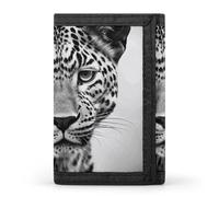 FekiLoot Black White Leopard Animal Wallet Men's Trifold Wallet Extra Capacity Credit Card Holder Cards Purse Front Pocket