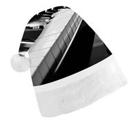 FekiLoot Black White Piano Keyboard Christmas Hat with Plush Brim And Liner Unisex Classic Holiday Santa Claus Hat for New Year Festive Holiday Party Supplies & Gifts