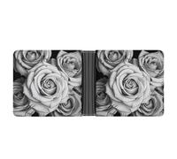 FekiLoot Black White Rose Leather Wallet Double-Sided Different Images Bifold Wallet Ultra Strong Stitching Slim Wallets