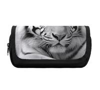 FekiLoot Black White Tiger Pencil Case Office Pencil Box Large Capacity Pencil Box Pouch Holder Double Zipper Pencil Case Use to Organize Desktop And Plan Space Home Office