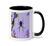 FekiLoot Black Widow on Purple Vine Coffee Mug 12oz Ceramic Coffee Cup with Handle Novelty Color Mugs Tea Cup for Home, Office & Cafe Use, Microwave & Dishwasher Safe