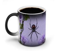 FekiLoot Black Widow on Purple Vine Color Changing Mugs Heat Sensitive Coffee Mug Novelty Ceramic Cup with Handle Magic Cups Temperature Changing Coffee Tumblers for Women Men Funny Gifts 11 Oz