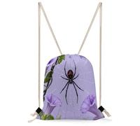 FekiLoot Black Widow on Purple Vine Drawstring Backpack Sports Gym Bag Drawstring Bags Foldable Backpack for Women Men