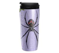 FekiLoot Black Widow on Purple Vine Insulated Tumbler Reusable Plastic Iced Coffee Cup with Lid Double Walled Hot Coffee Travel Mug Gifts for Women Men BPA Free 12 Oz