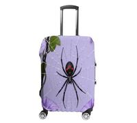 FekiLoot Black Widow on Purple Vine Travel Luggage Cover Stretchable Airplane Suitcase Protector Sleeve Universal Washable Fit for 19-32 Inch Checked Baggage,Water Resistant Durable Luggage Protector