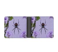 FekiLoot Black Widow on Purple Vine Wallet for Men Slim Wallets for Men Small Wallets Woman Leather Card Holder Wallet