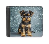 FekiLoot Black Yorkie Puppy Wallet Large Capacity Slim Bifold Wallet with Multiple Card Slots PU Leather Men Purse