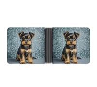 FekiLoot Black Yorkie Puppy Wallet Slim PU Bifold Design Wallet with Multiple Card Slots Wallets Extra Capacity Pocket Wallets