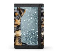 FekiLoot Black Yorkie Puppy Wallet Slim Trifold Wallets with Multiple Card Slots Credit Card Holder Pocket Coin Purse