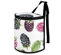 FekiLoot BlackBerry Fruit Pattern Car Trash Can Waterproof Leakproof Hanging Trash Bin with Lid Portable Large Capacity Car Garbage Bag and Storage Bag for Outdoor Traveling Home Use