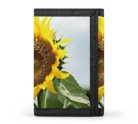 FekiLoot Bloom Sunflower Wallet Compact Blocking Trifold Wallets with Zipper Minimalist Purse Wallet Credit Card Holder