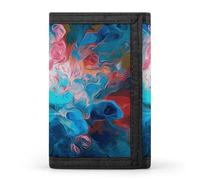 FekiLoot Blue Aesthetic Color Splash Wallet Compact Blocking Trifold Wallets with Zipper Minimalist Purse Wallet Credit Card Holder