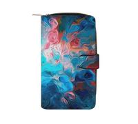 FekiLoot Blue Aesthetic Color Splash Wallet for Men Women Large Capacity Purse Clutch Bag Handbag Checkbook Cash Credit Cards