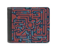 FekiLoot Blue And Red Pattern PU Leather Wallet Bifold Wallet Front Pocket Wallets Fashion Purse Slim Billfold Credit Card Holder