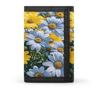 FekiLoot Blue And Yellow Flowers Wallet Slim Trifold Wallets with Multiple Card Slots Credit Card Holder Pocket Coin Purse