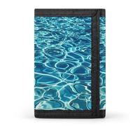 FekiLoot Blue Aqua Pool Water Men's Wallet Extra Capacity Trifold Wallet Thin & Stylish Trifold Card Holder with ID Window