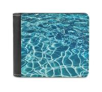 FekiLoot Blue Aqua Pool Water Wallet Large Capacity Slim Bifold Wallet with Multiple Card Slots PU Leather Men Purse