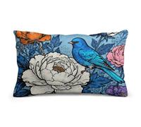 FekiLoot Blue Bird and Flowers Throw Pillow Covers 8"x12" Decorative Couch Pillow Covers with Hidden Zipper Soft Plush Pillowcase Lumbar Pillows Cover for Living Room Couch Bed Home Decor