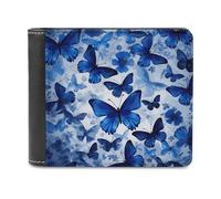 FekiLoot Blue Butterflies PU Leather Wallet Bifold Wallet Front Pocket Wallets Fashion Purse Slim Billfold Credit Card Holder